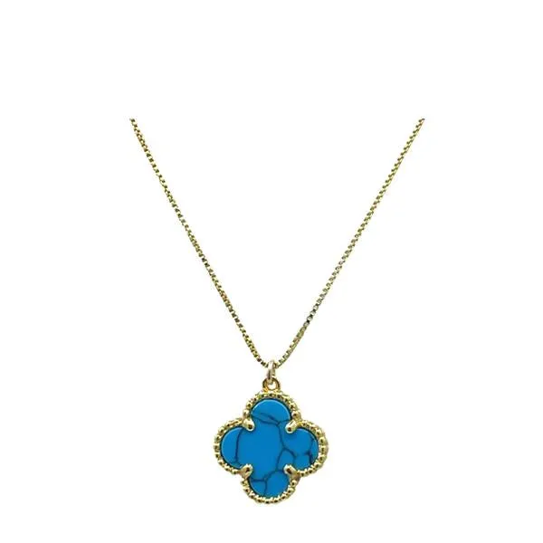 Clover 15mm Turquoise Necklace: 18kt Gold Fill  (NGCH478TQ)