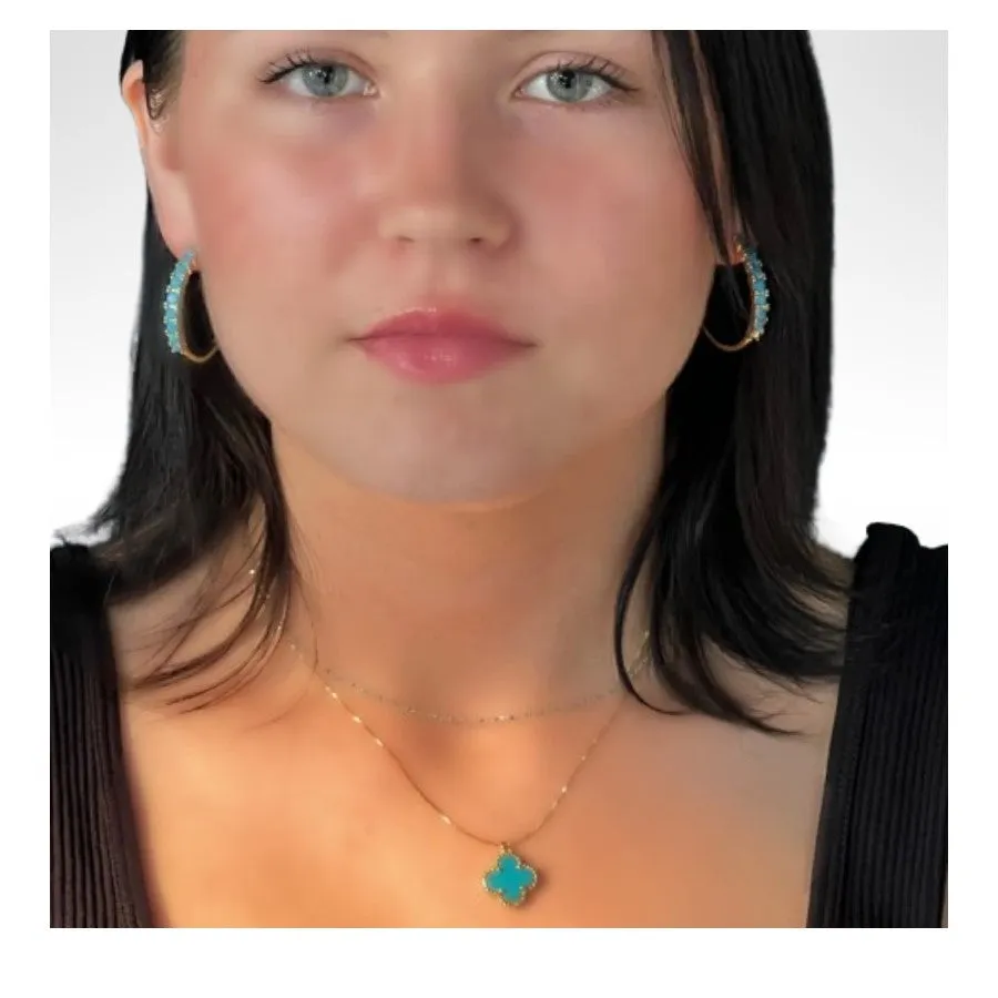 Clover 15mm Turquoise Necklace: 18kt Gold Fill  (NGCH478TQ)