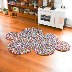 Colourful Cloud Felt Ball Rug (170cm)