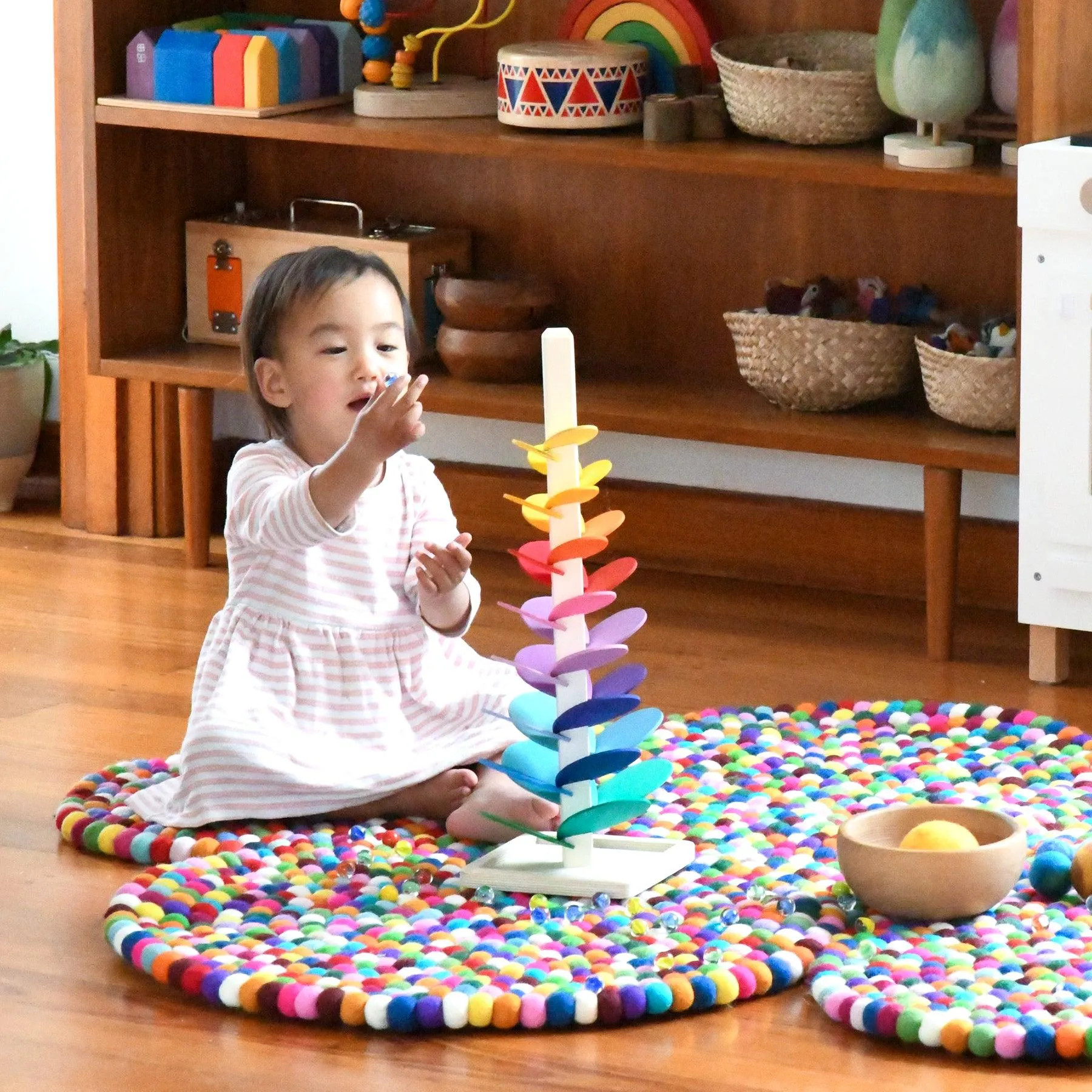 Colourful Cloud Felt Ball Rug (170cm)