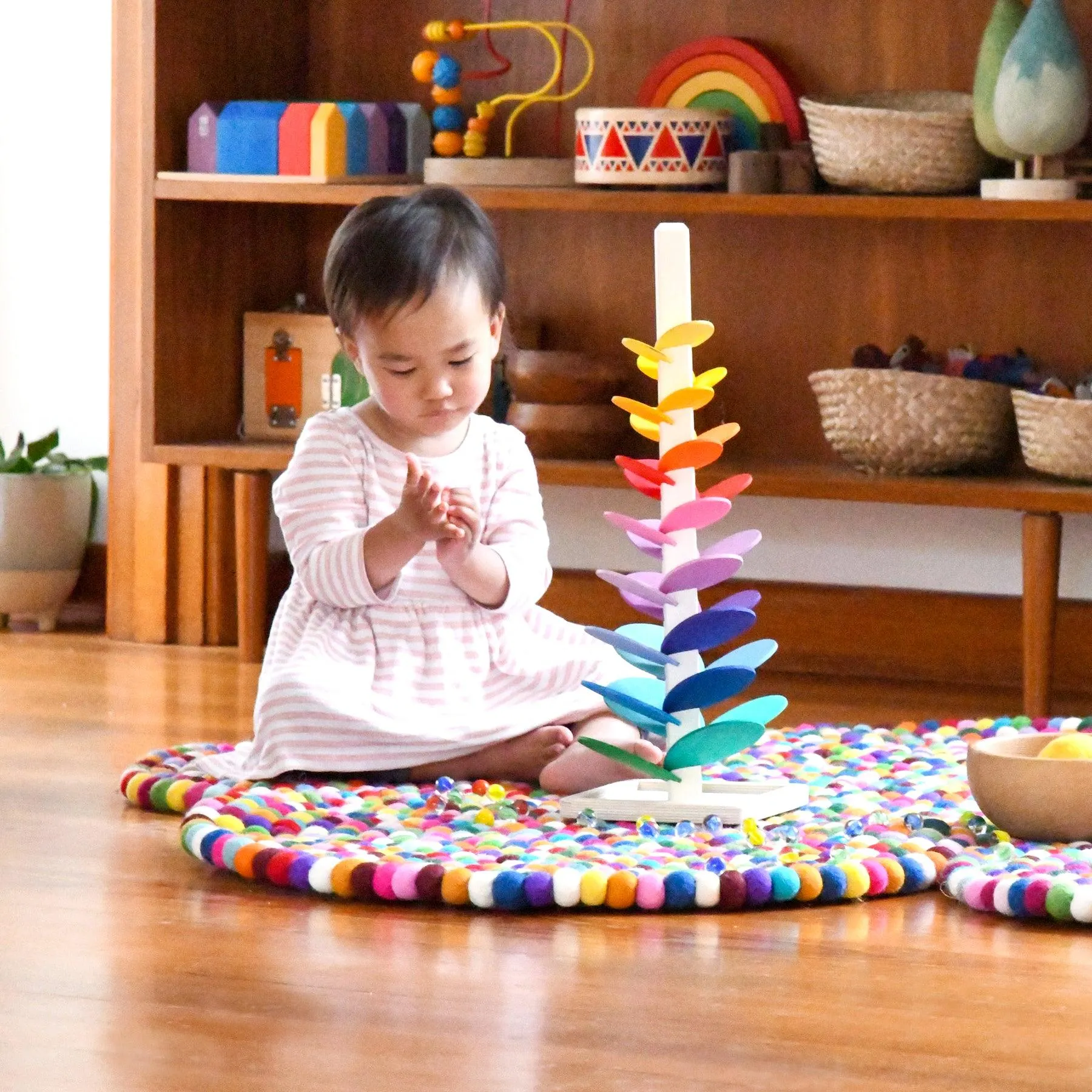 Colourful Cloud Felt Ball Rug (170cm)