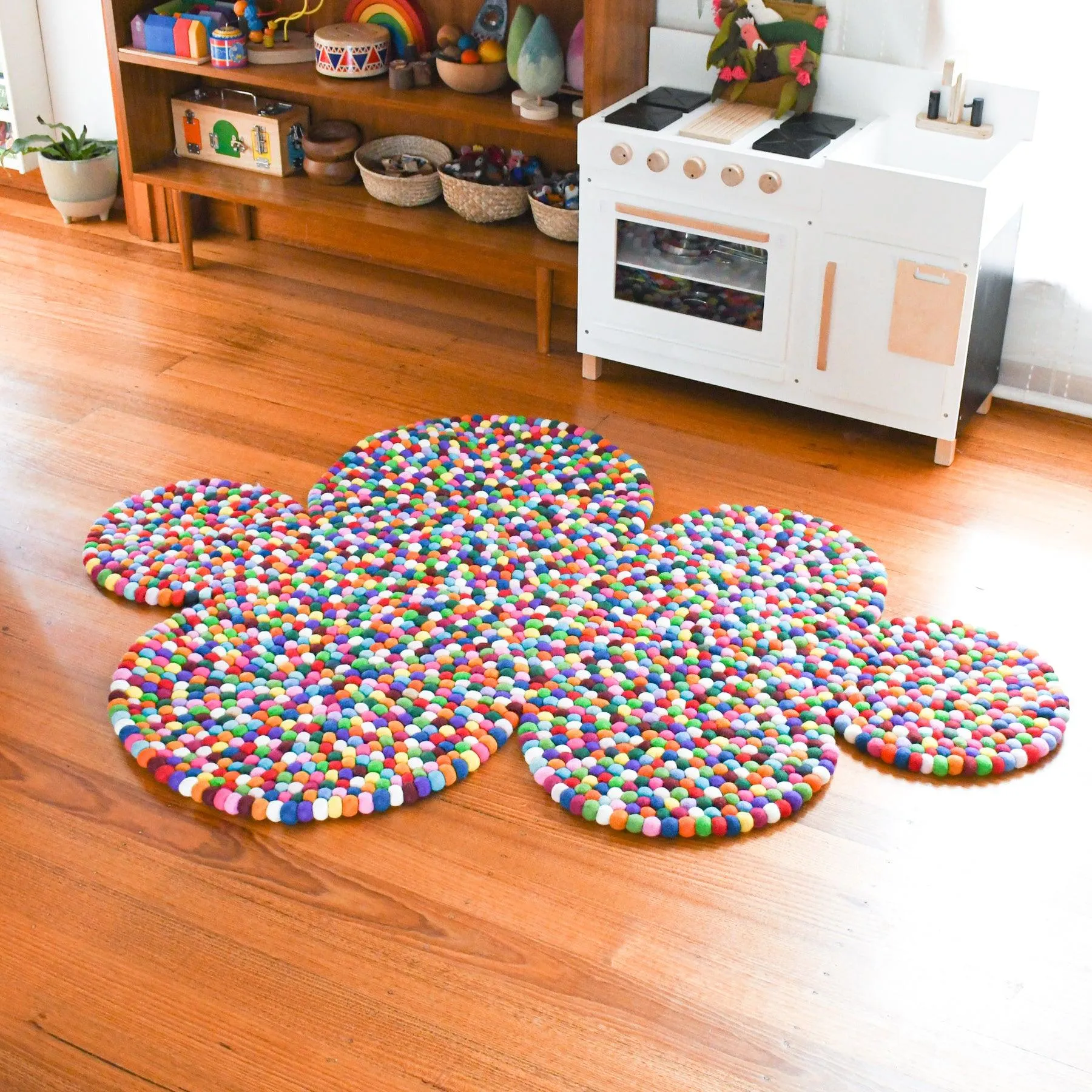 Colourful Cloud Felt Ball Rug (170cm)