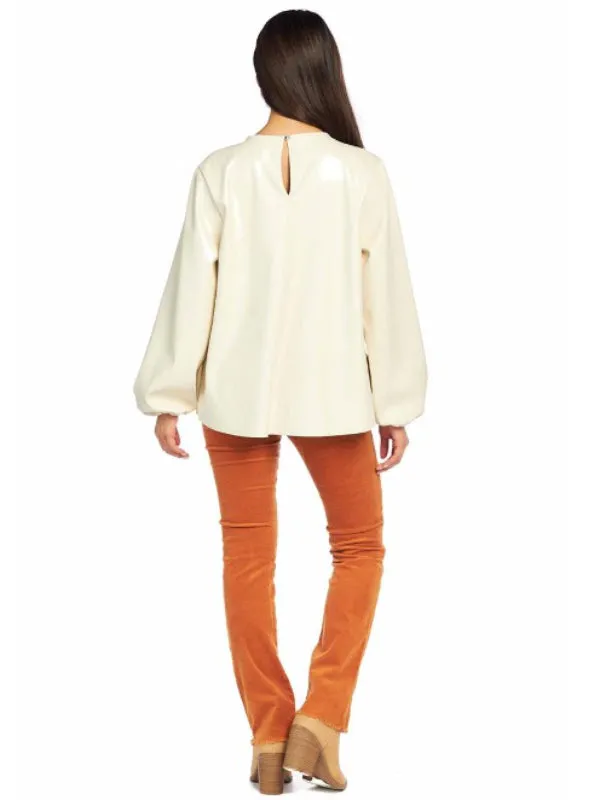 Cream Lovie Faux Leather Top