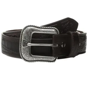 Crocodile Floral Embossed Tabs Belt