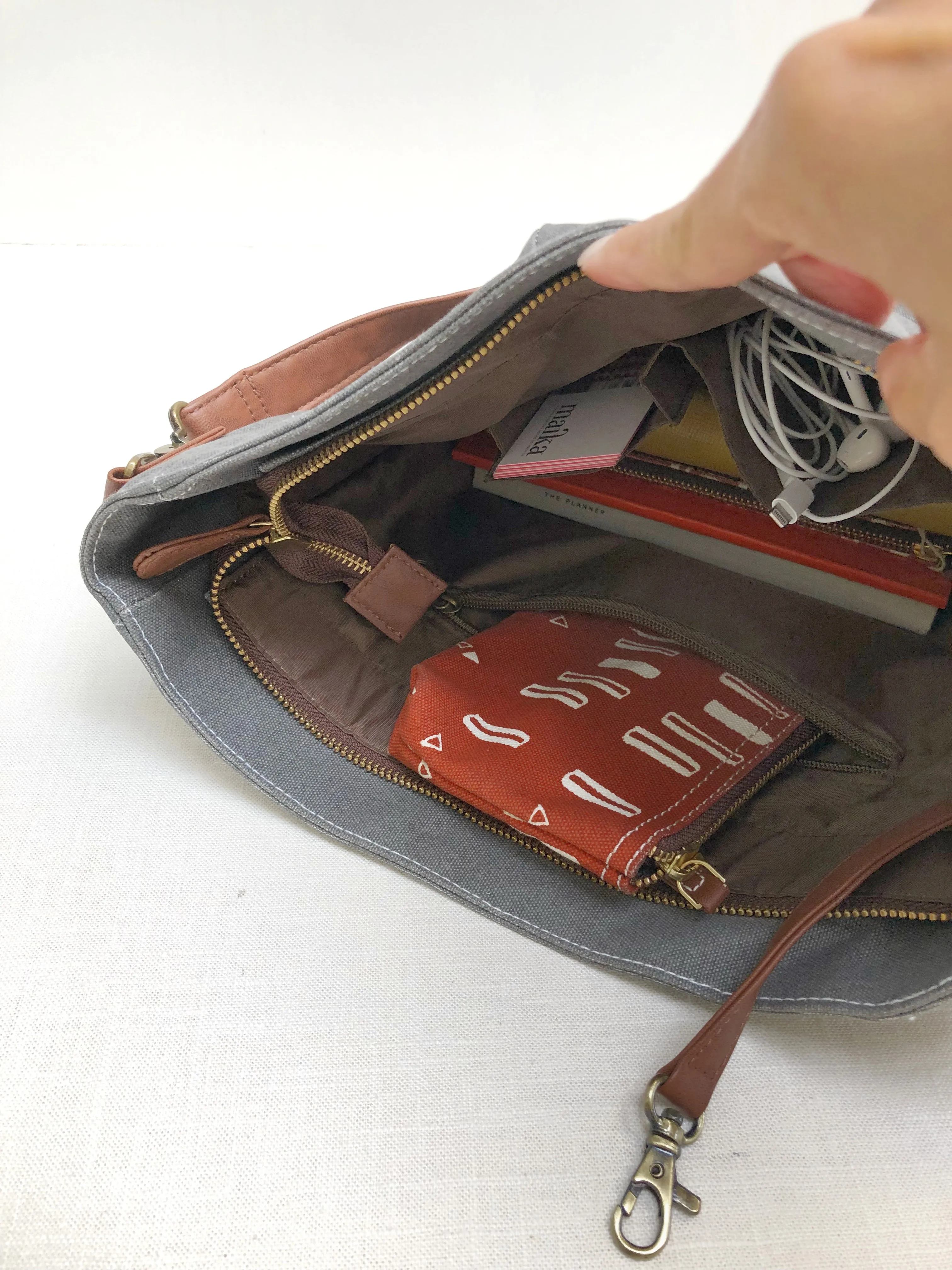 Crossbody Bag - Charcoal Stripes