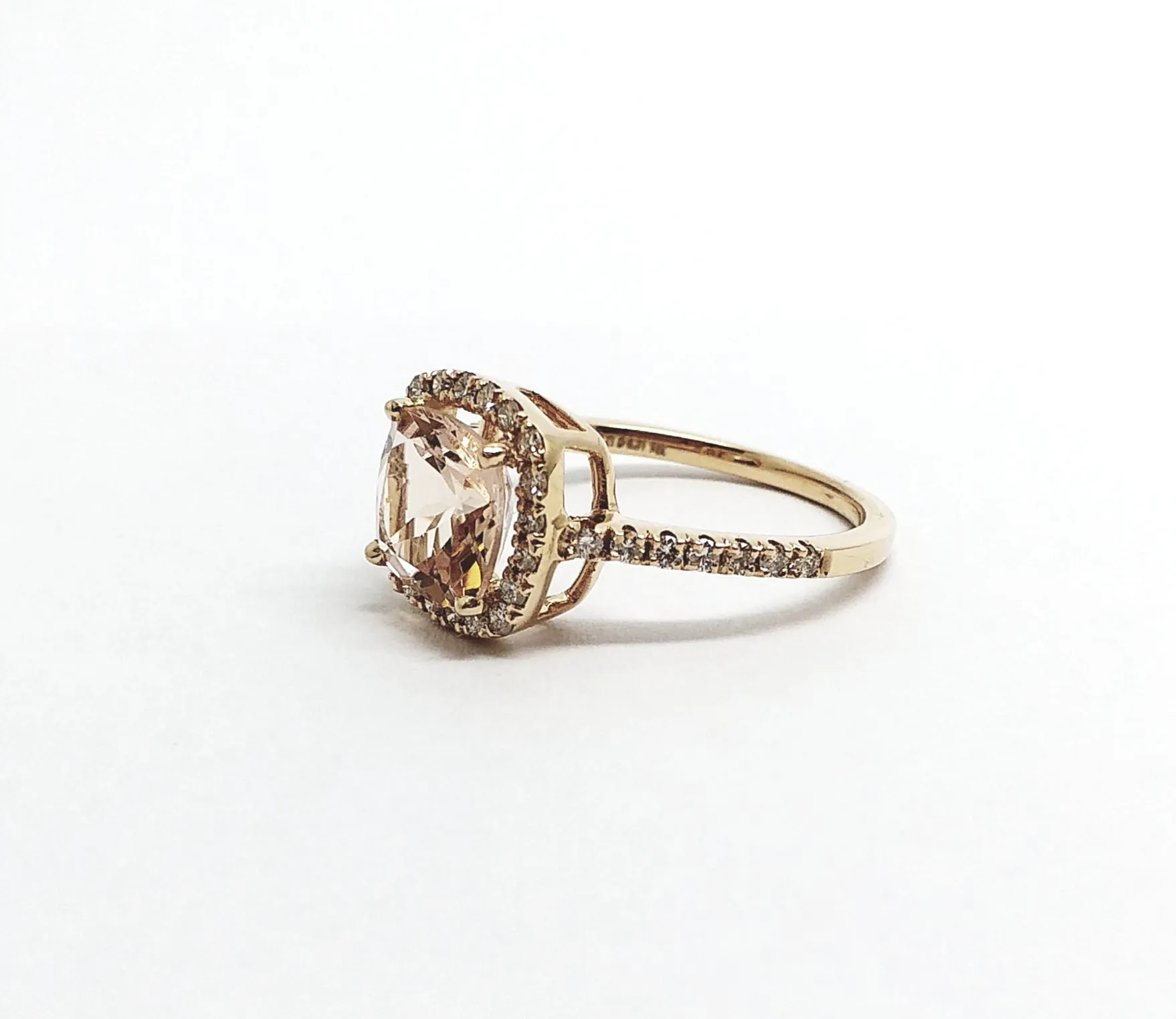 Cushion Cut Morganite Diamond Halo Cocktail Ring AD NO 2107