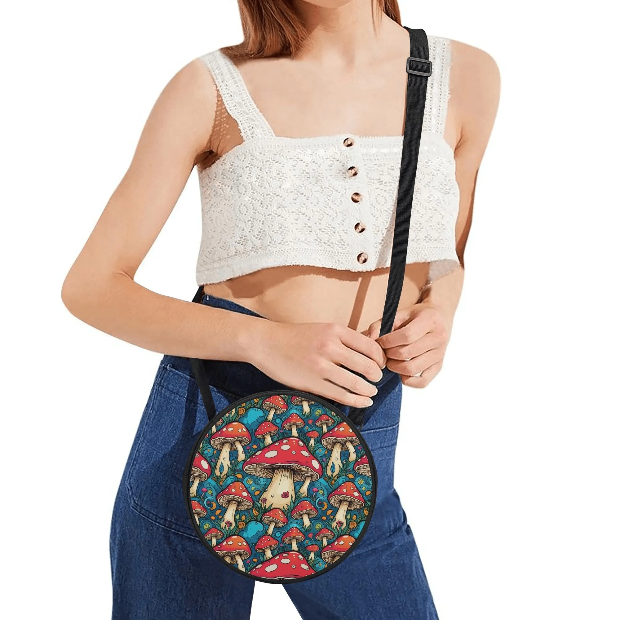 Deathcap Mushroom Round Satchel Bag