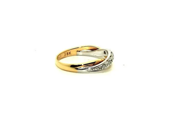 Diamond White & Yellow Gold  Overlap Ring Ad No.1051