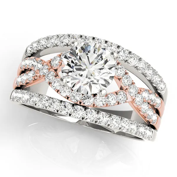 Diamond Wide Engagement Mounting with Interior Cross-Over Design