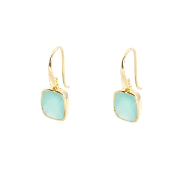 Earrings - Dangle Chalcedony Gold Plated Sterling Silver