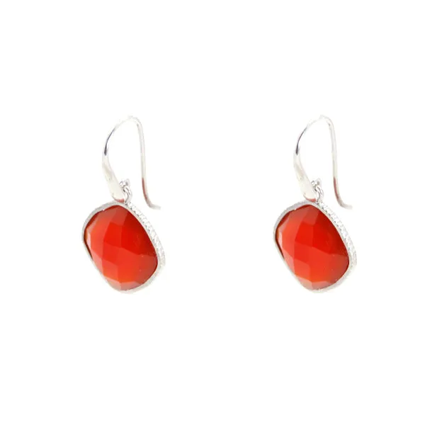 Earrings - Diamond Shape Carnelian & Sterling Silver