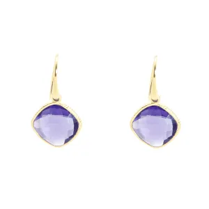 Earrings - Diamond Shape Iolite & Gold Plated Sterling Silver