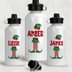 Elf Christmas Personalised Aluminium Water Bottle 400/600ml