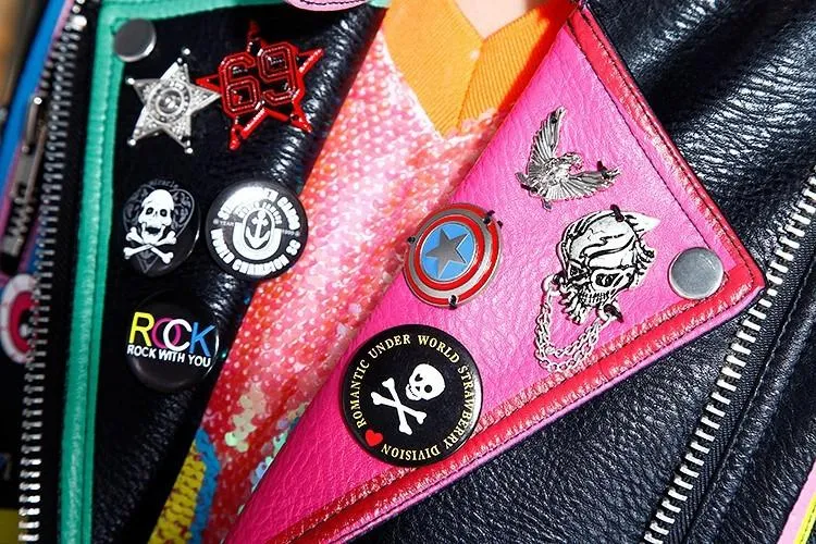 Embellished 'Rock Group' Faux Leather Jacket