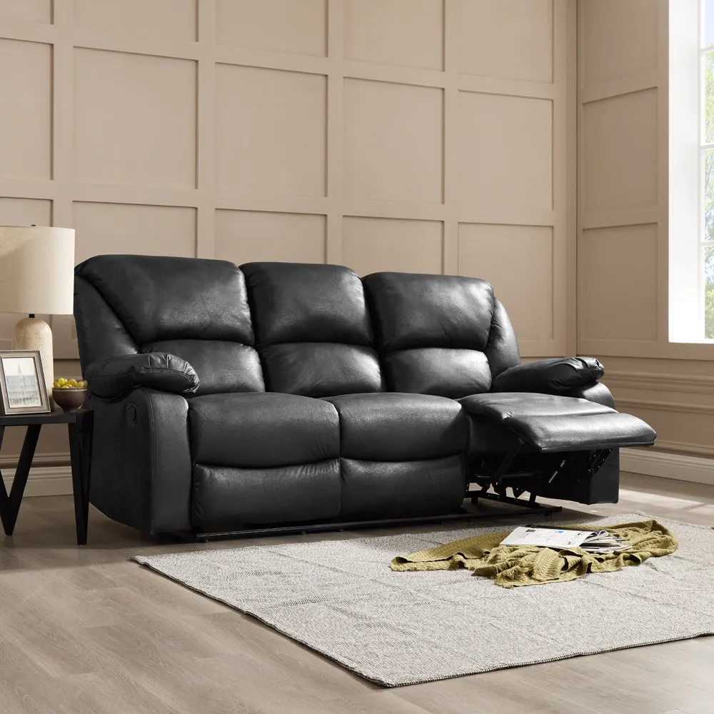 Enoch 2 3 Seater Recliner Sofa Set, Black Faux Leather