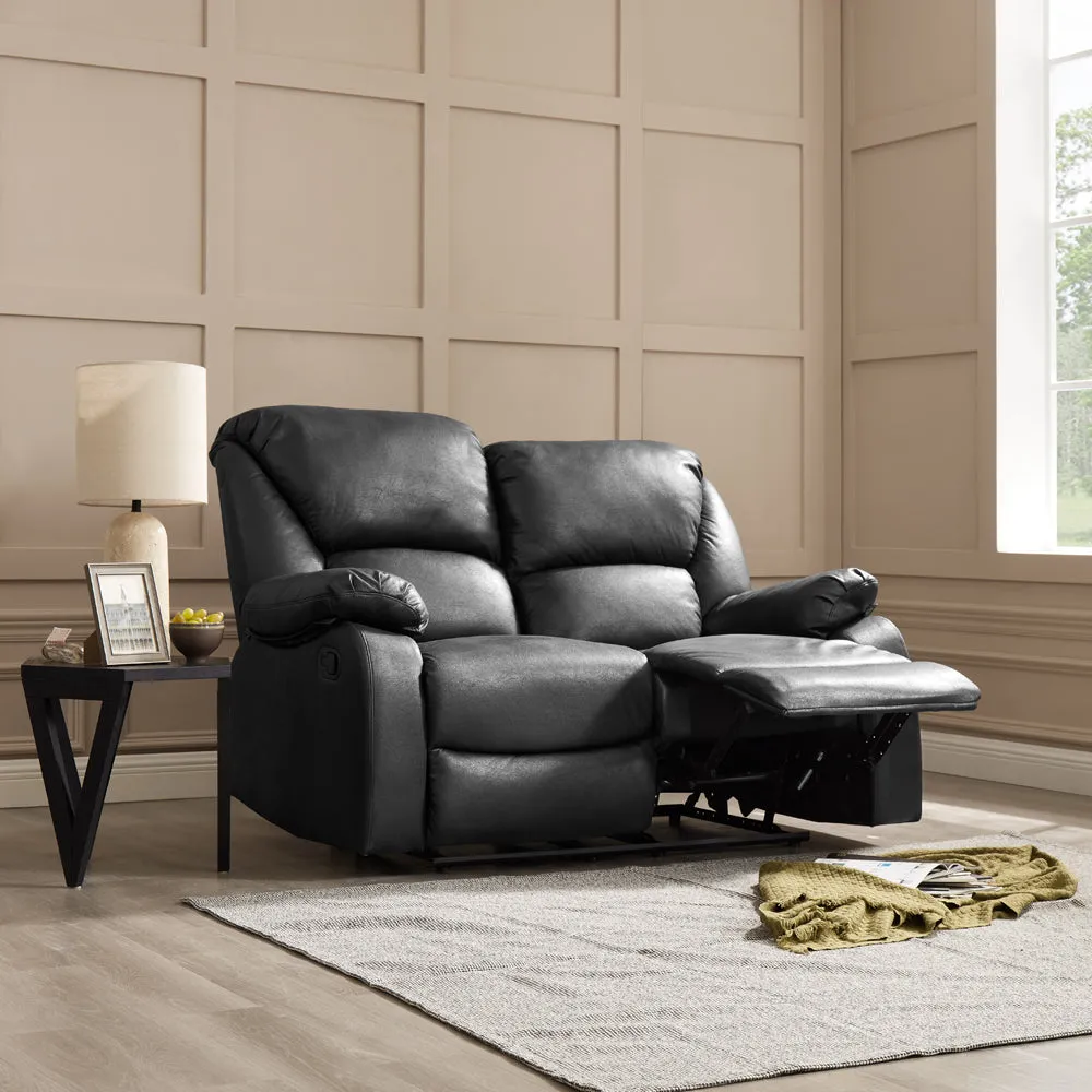 Enoch 2 3 Seater Recliner Sofa Set, Black Faux Leather