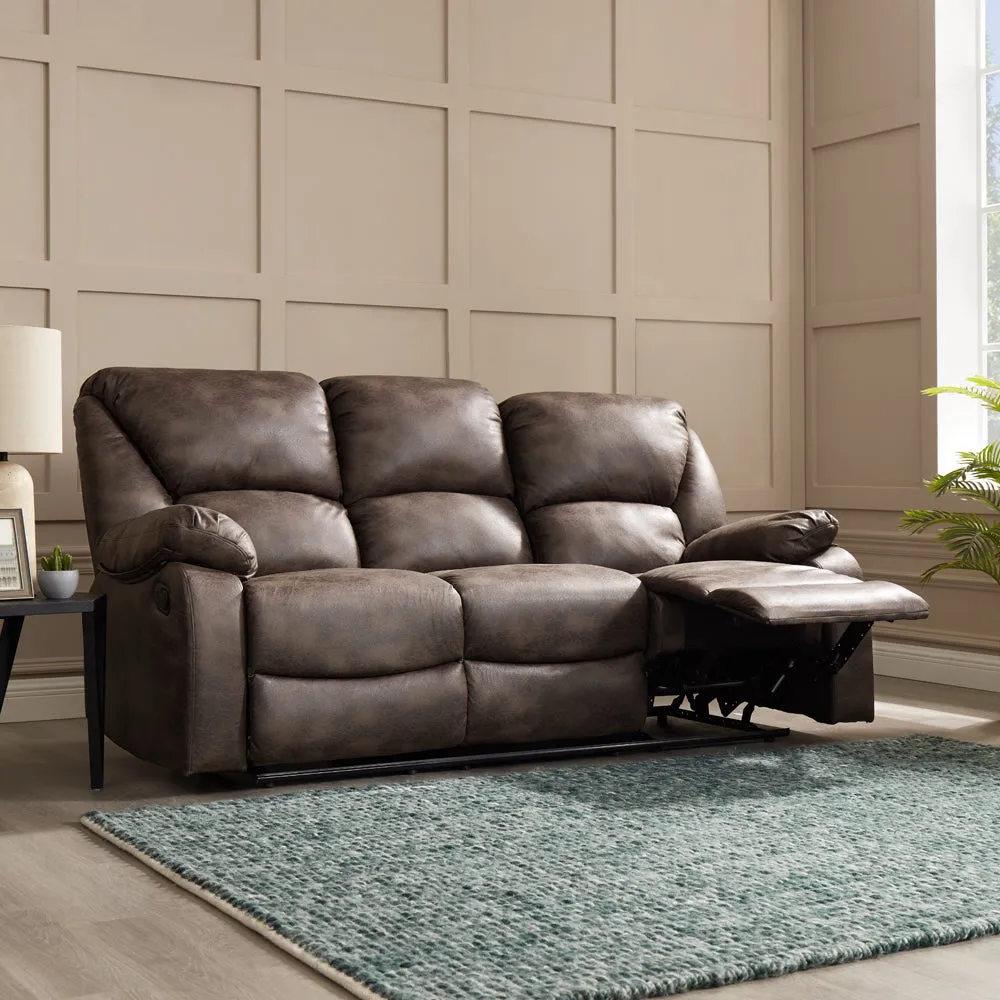 Enoch 2 3 Seater Recliner Sofa Set, Brown Faux Leather