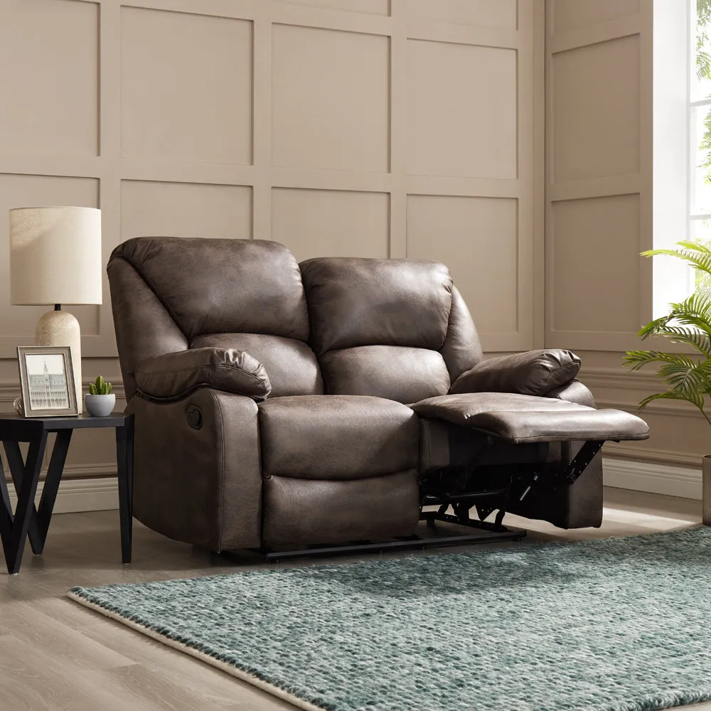 Enoch 2 3 Seater Recliner Sofa Set, Brown Faux Leather