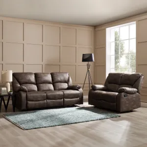 Enoch 2 3 Seater Recliner Sofa Set, Brown Faux Leather