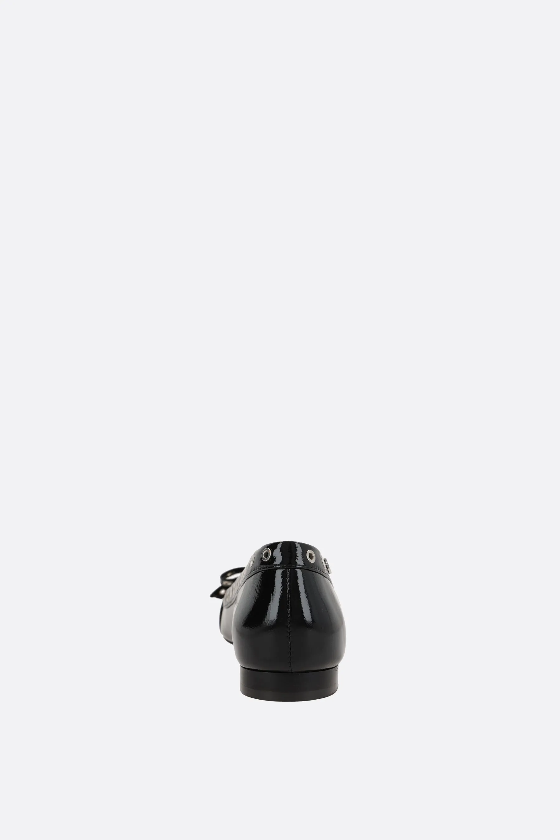 Eyelet Bow patent faux leather ballerinas