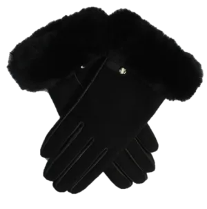 Faux Fur Trimmed Glove - Black