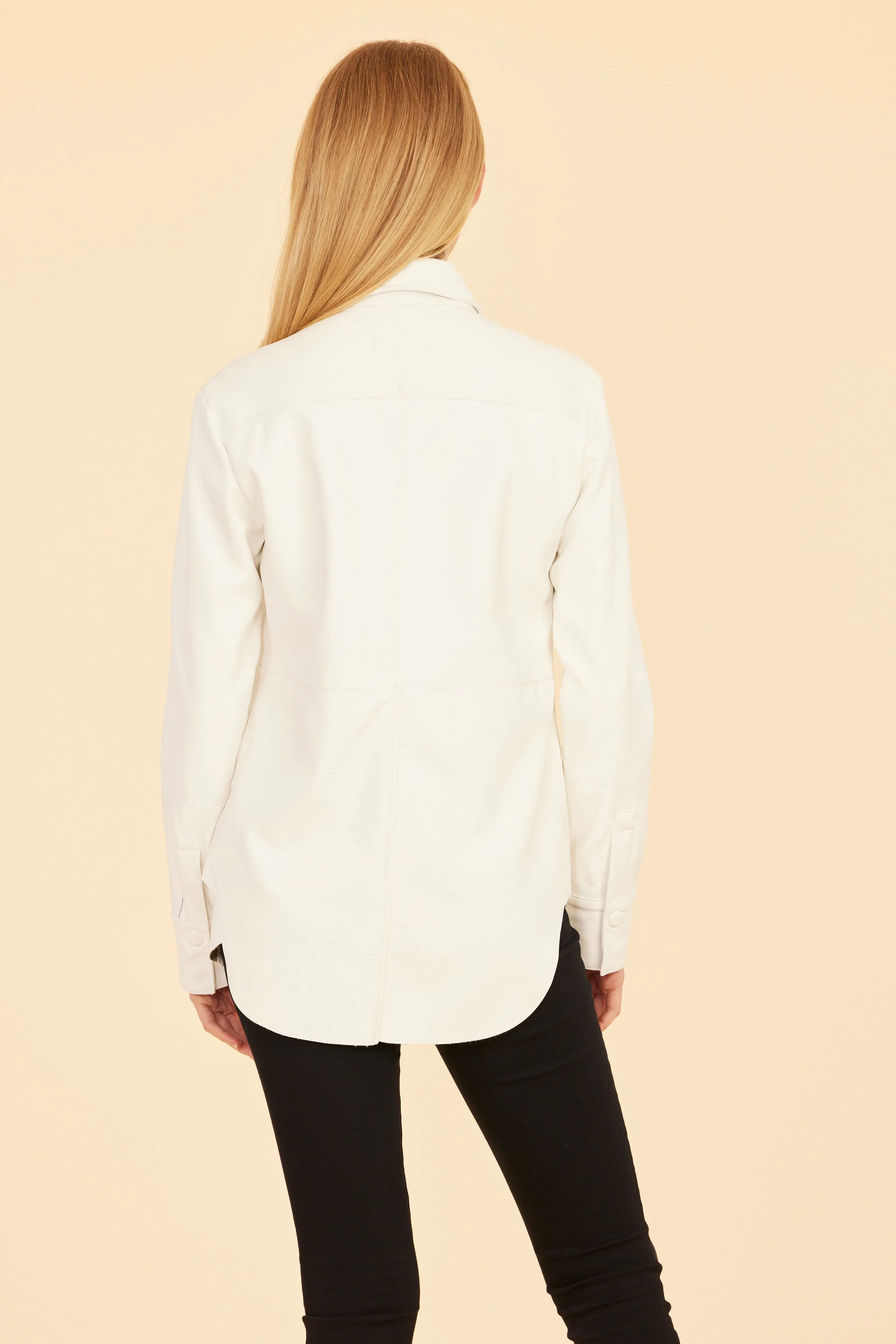 Faux Leather Button-Up Shirt