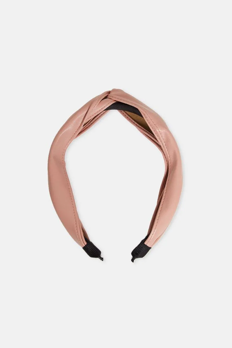Faux Leather Hairband in Pink