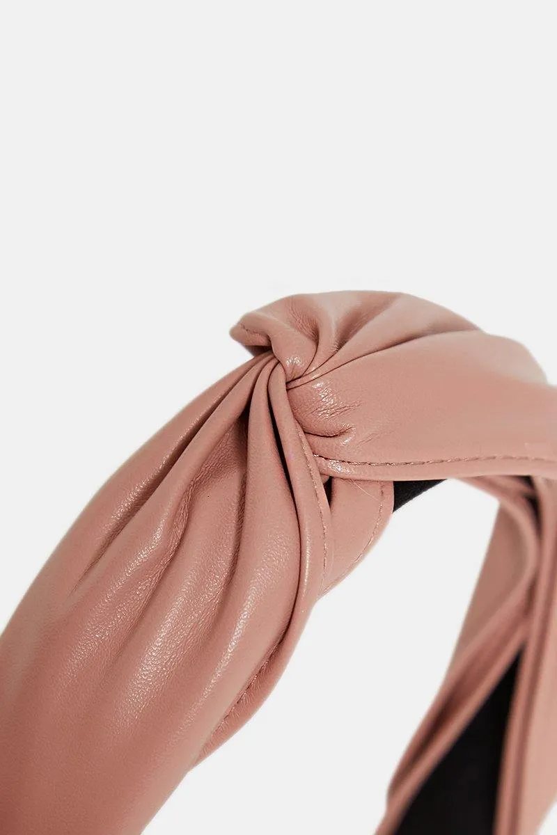 Faux Leather Hairband in Pink