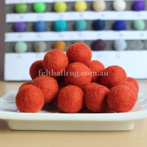 Felt Ball Burnt Orange 1 CM,  2 CM, 2.5 CM, 3 CM, 4 CM Colour 13