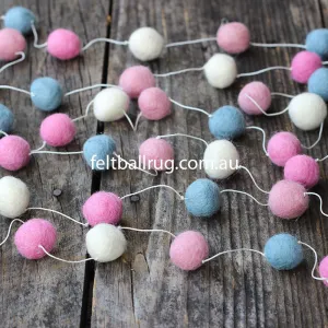Felt Ball Garland Pink White Blue