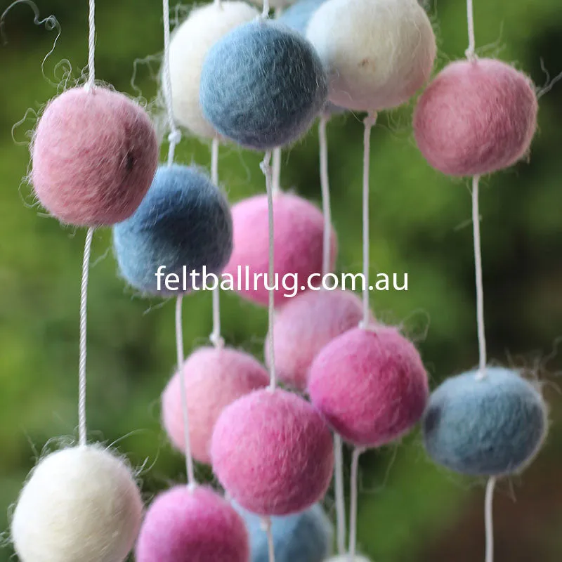 Felt Ball Garland Pink White Blue