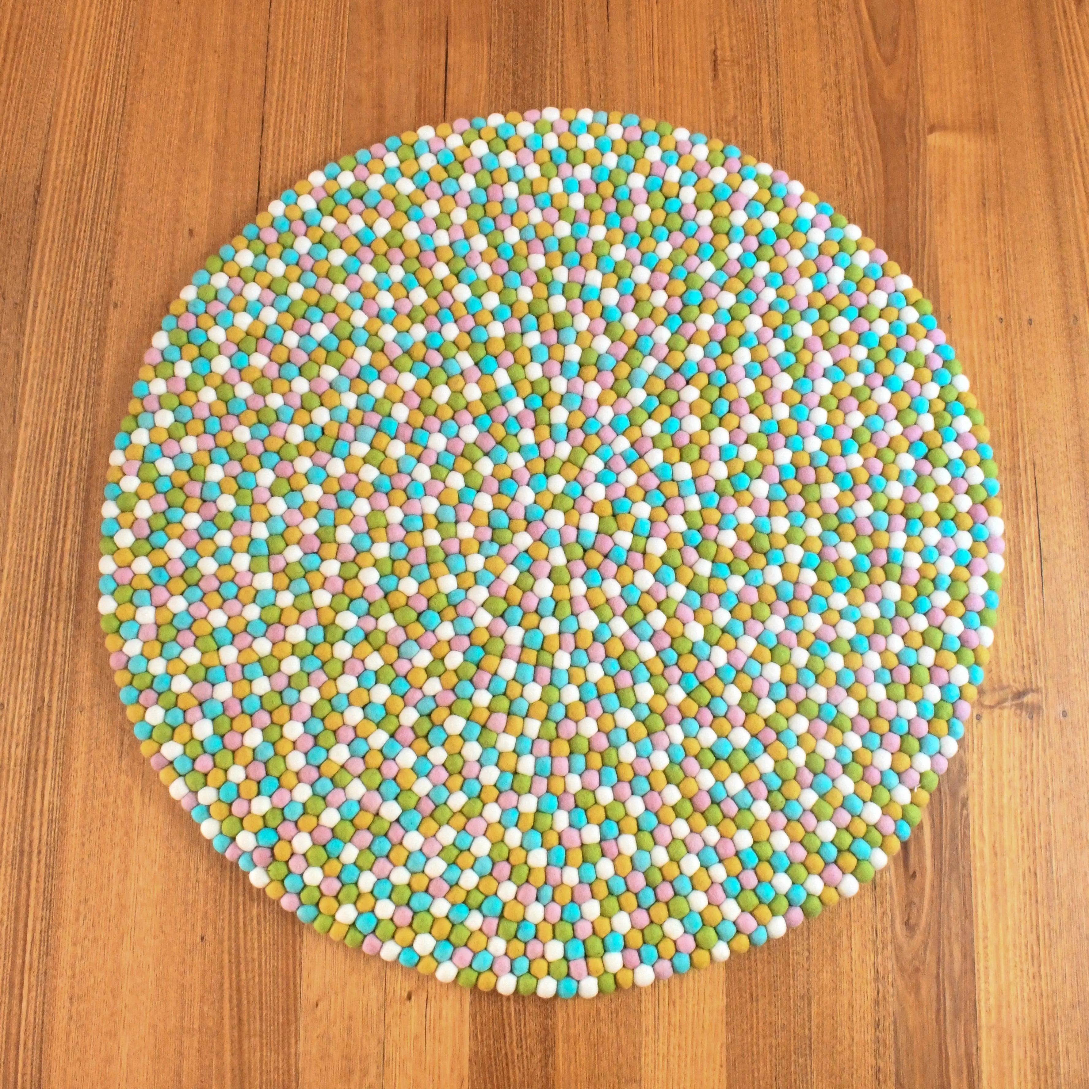 Felt Ball Rug - Jellybean Colours 100cm