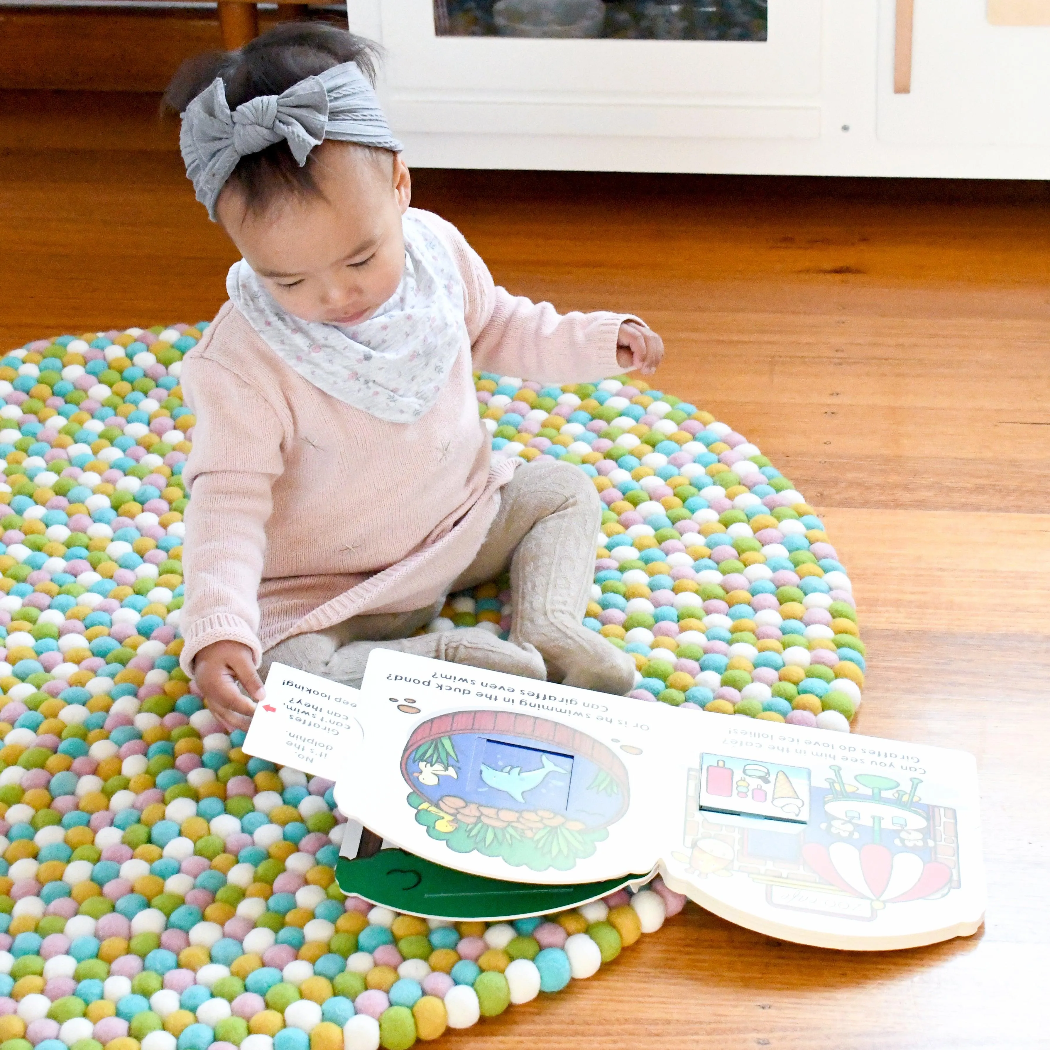 Felt Ball Rug - Jellybean Colours 100cm