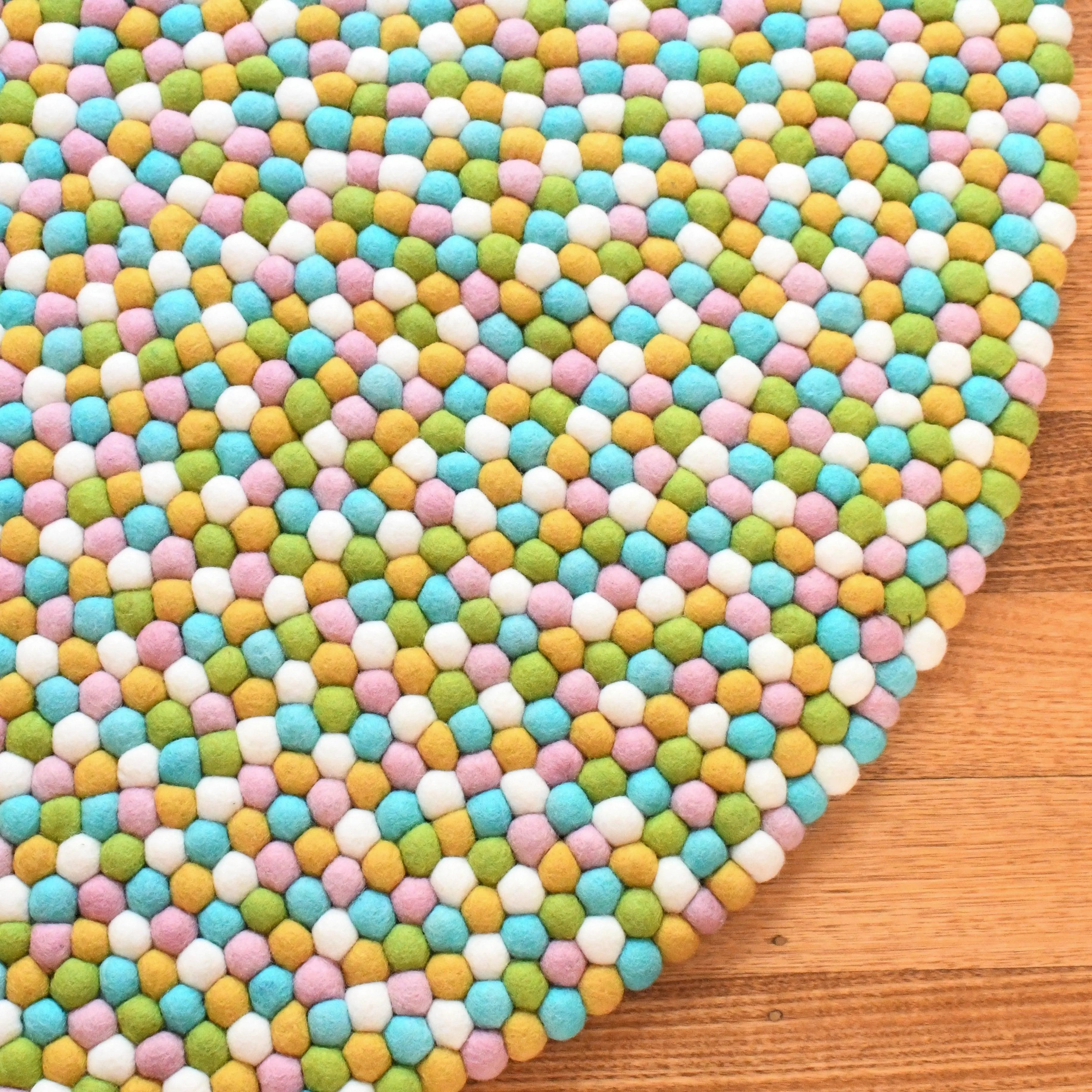 Felt Ball Rug - Jellybean Colours 100cm