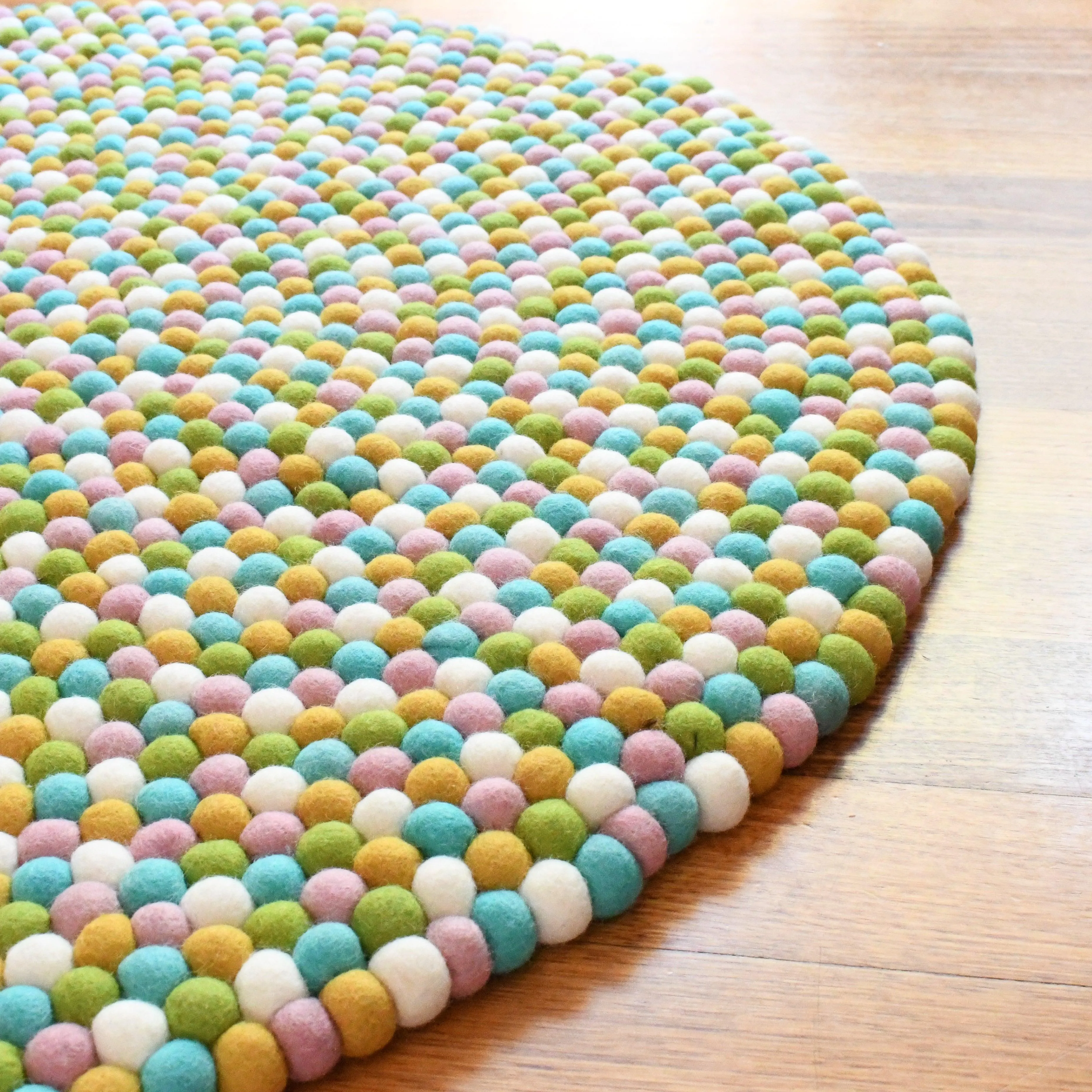 Felt Ball Rug - Jellybean Colours 100cm