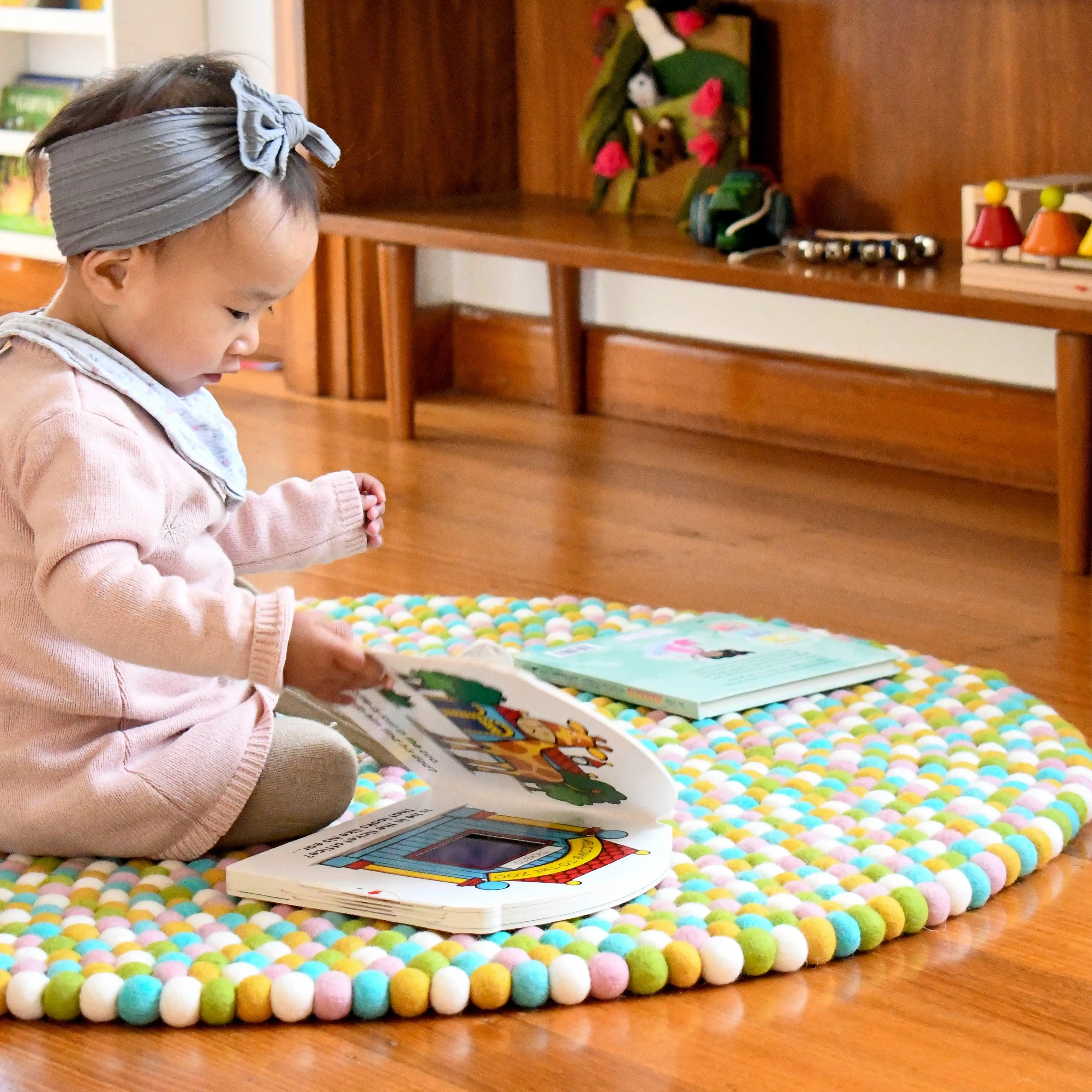 Felt Ball Rug - Jellybean Colours 100cm