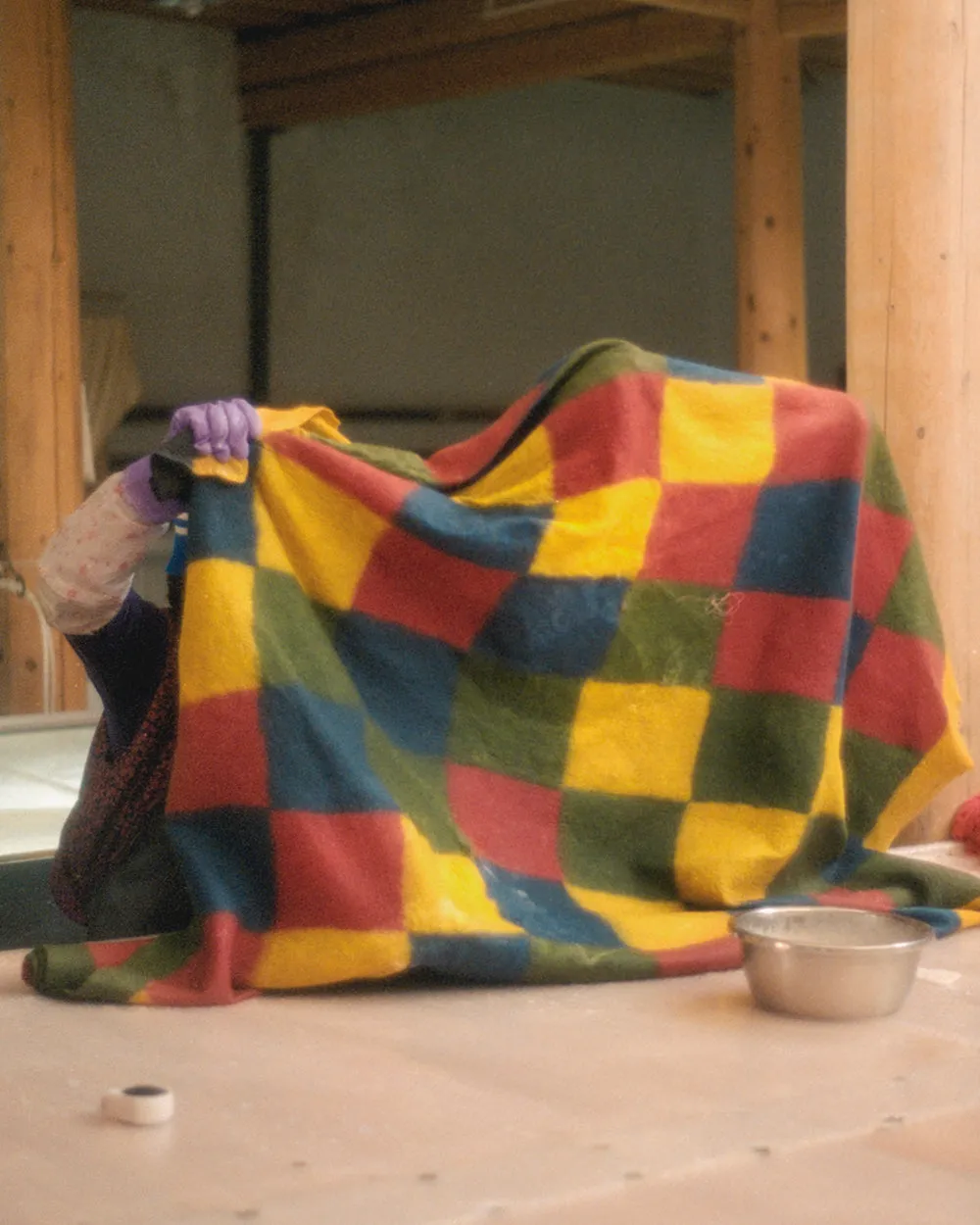 Felt Chequered Bed Cover