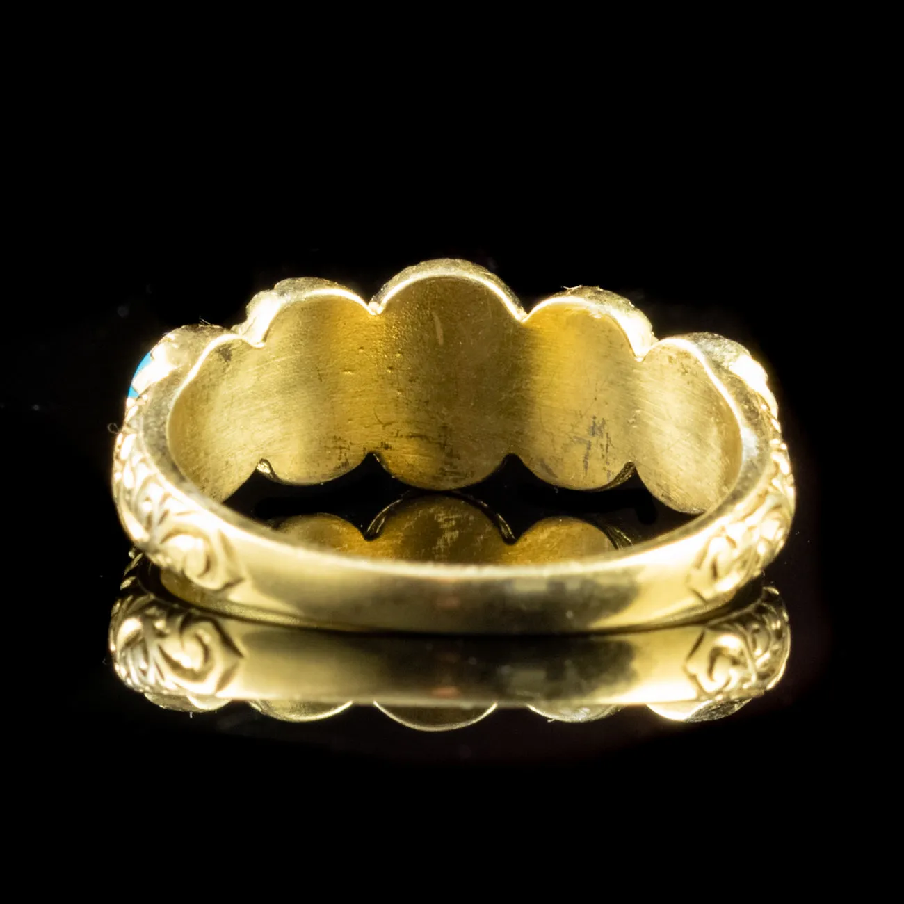 Five Stone Turquoise 18Ct Gold Silver Ring