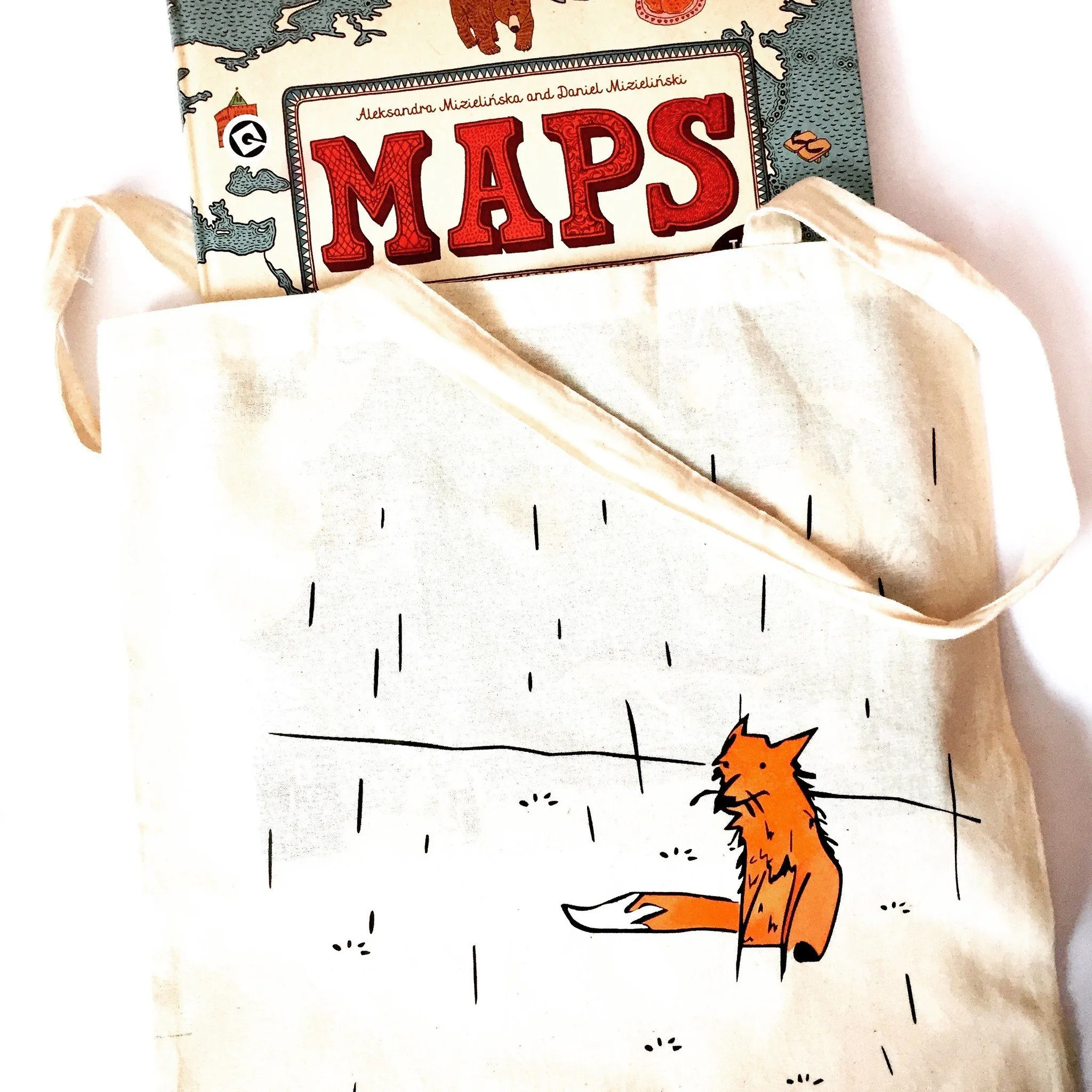 Fox in a rain tote bag