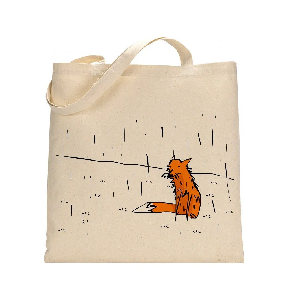 Fox in a rain tote bag