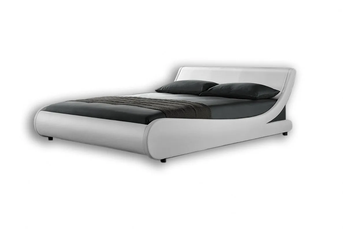 Galactic Leather Double Bed Frame, White