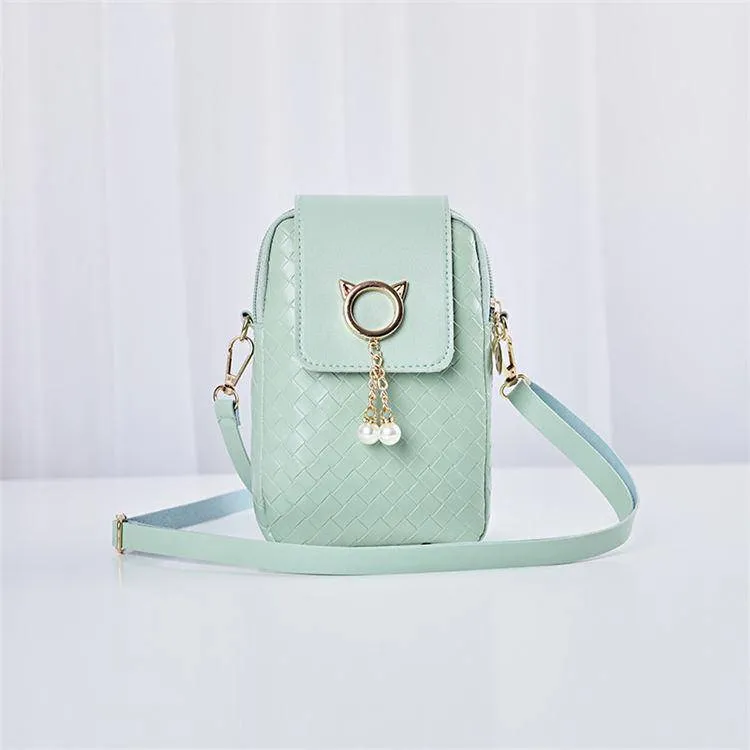 Geometric Suture Imitation Pearl Tassel Decorative Crossbody Bag