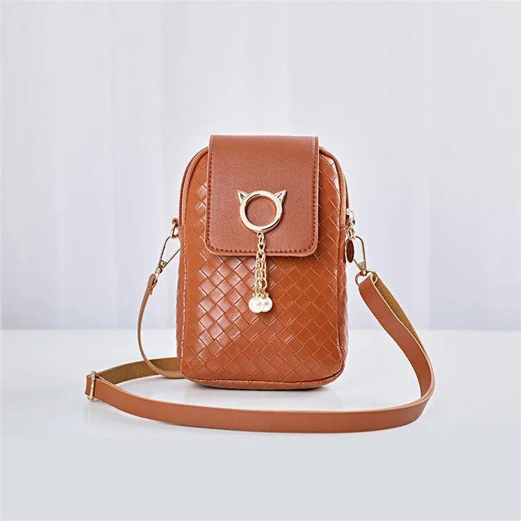 Geometric Suture Imitation Pearl Tassel Decorative Crossbody Bag
