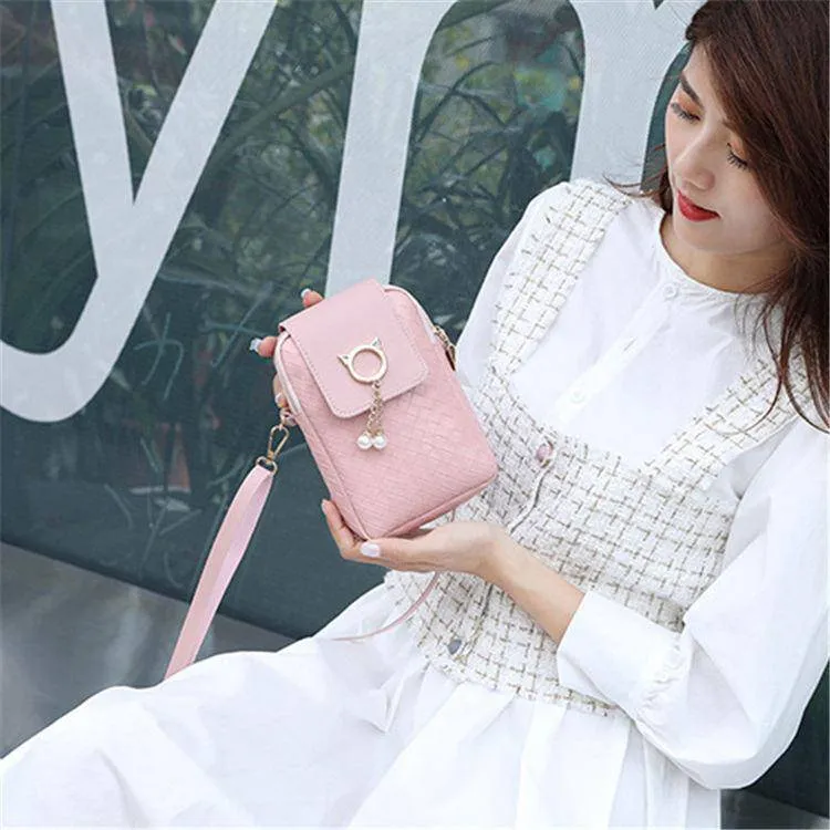 Geometric Suture Imitation Pearl Tassel Decorative Crossbody Bag