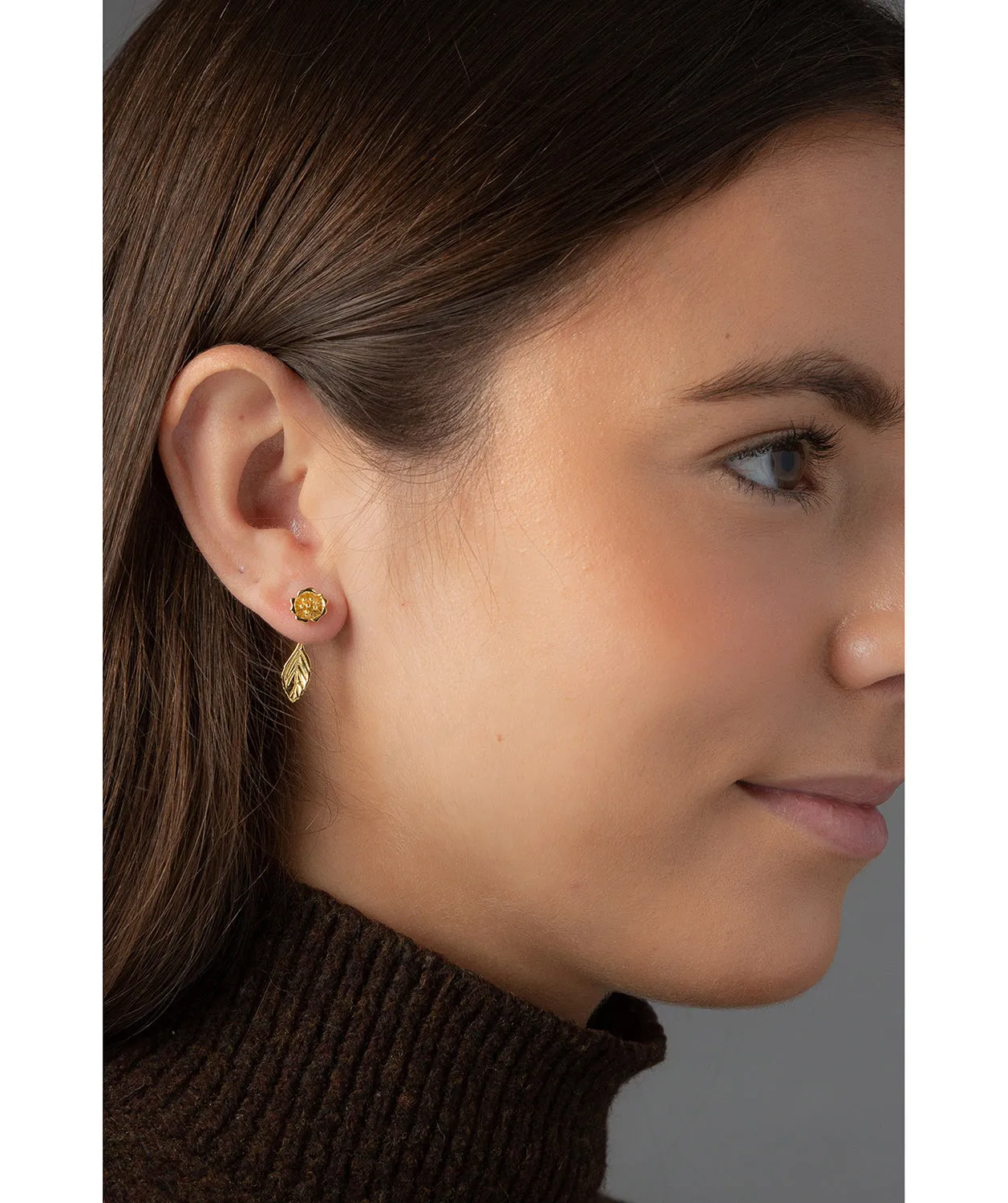 Gift Packaged 'Blossom' 18ct Yellow Gold Plated Sterling Silver Flower Drop Earring