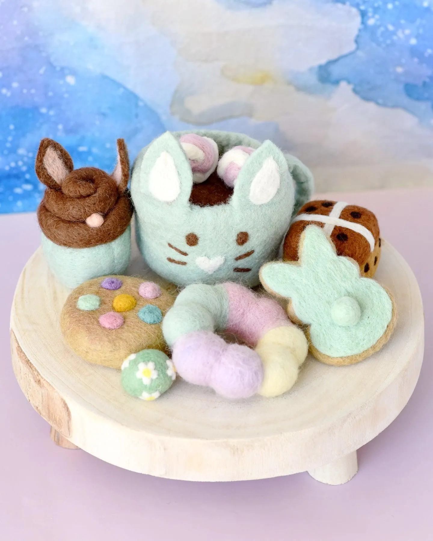 Grazing Box of Easter Felt Play Food (Mint Green Mug)