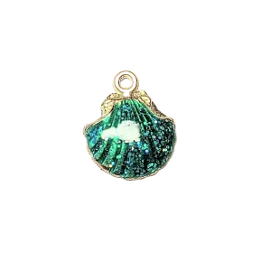 Green Enamel Seashell Charm