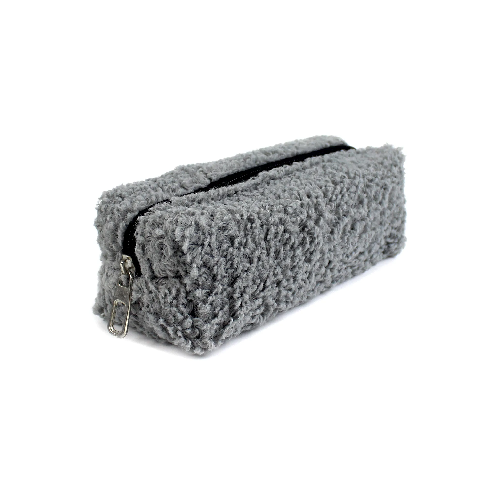Grey Plush School Pencil Case Personalization