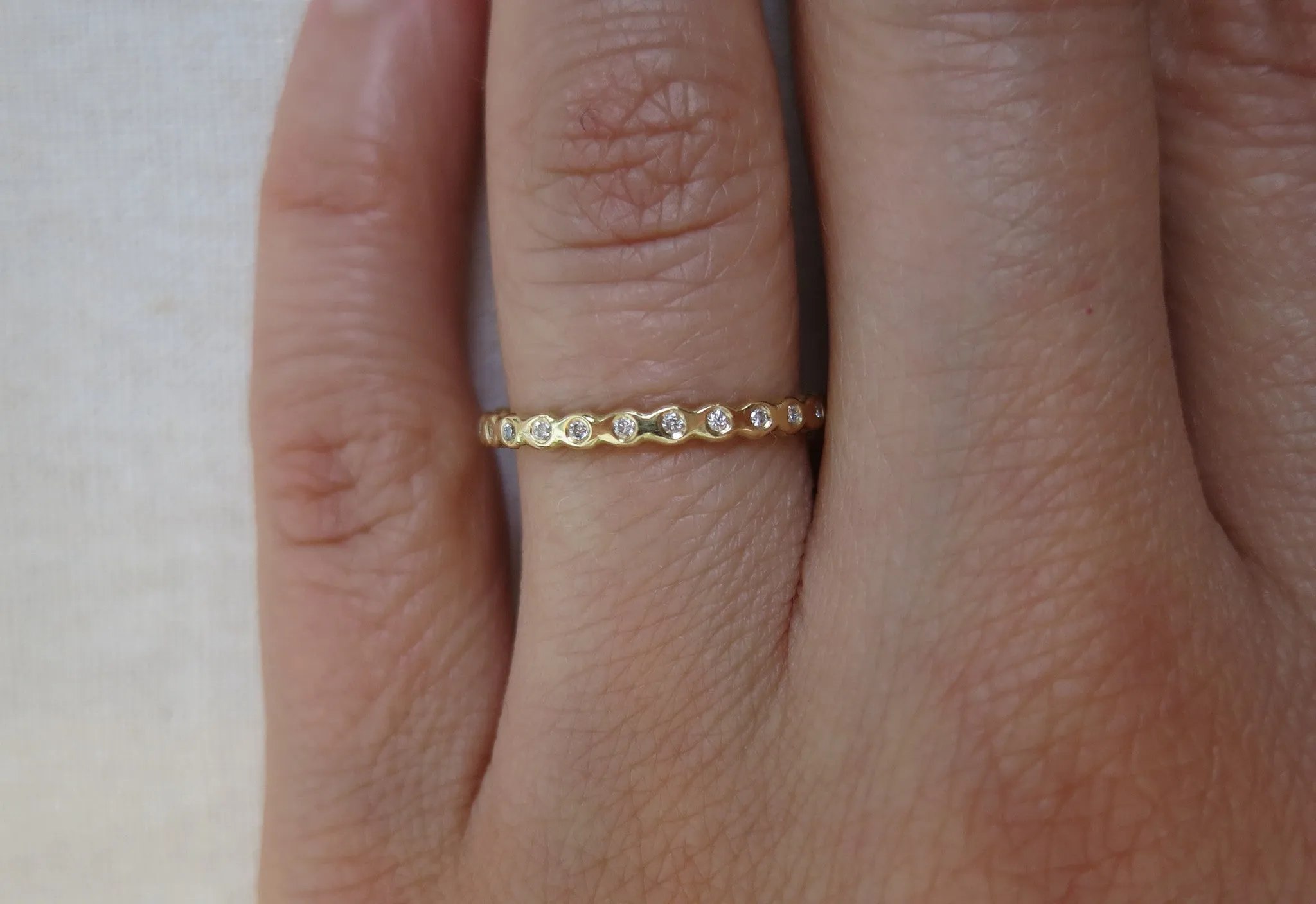 Hammered Beaded Diamond Band