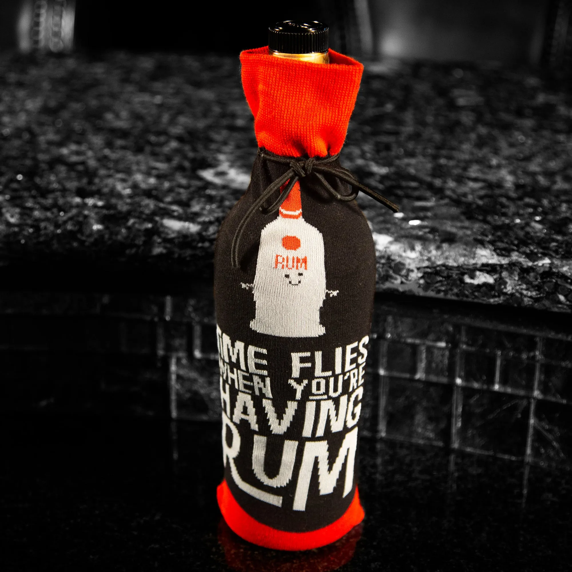 Having Rum Knitted Bottle Sock